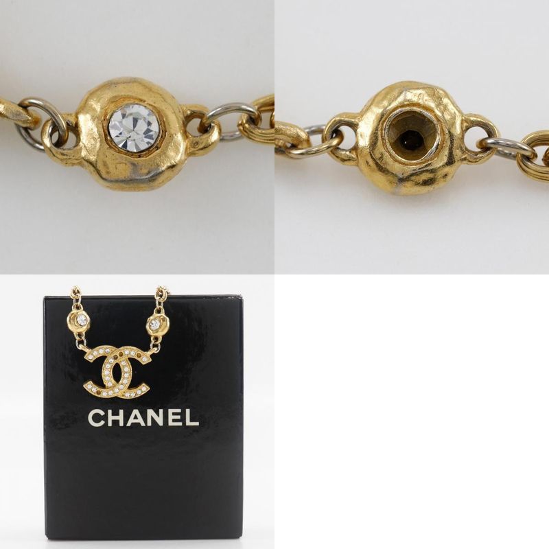 Chanel Coco Mark Vintage Gold Plated And Rhinestone Ladies 29.5g Necklace