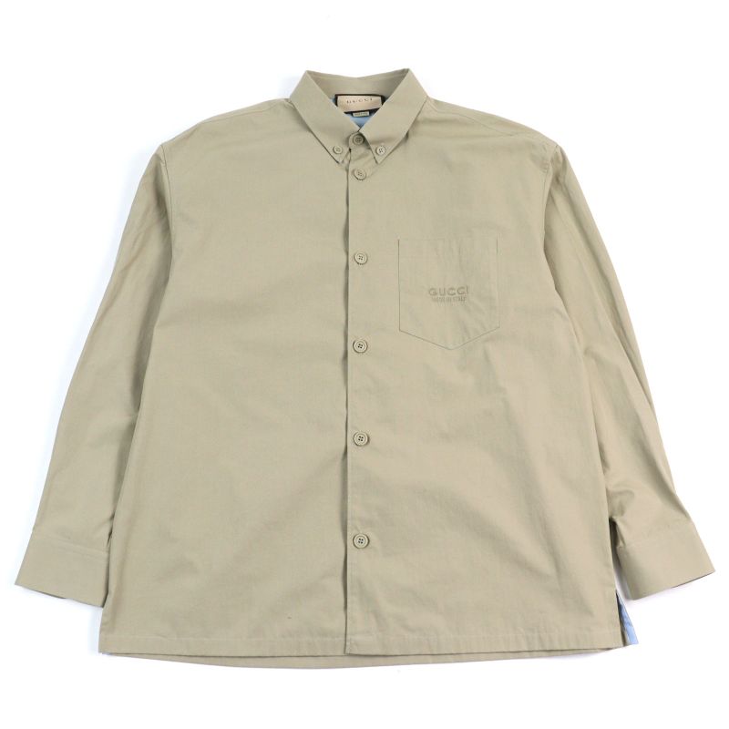 Gucci 24SS 762164 Cotton 100% Logo Embroidery Button-down Long Sleeve Shirt