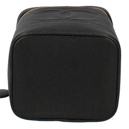 Chanel Vanity Bag A01998 Caviar Skin Ladies Handbag Black Excellent Condition