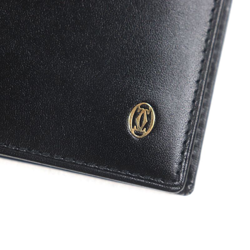 Cartier Must Line Leather Logo Hardware Long Wallet Bifold Long Wallet Black