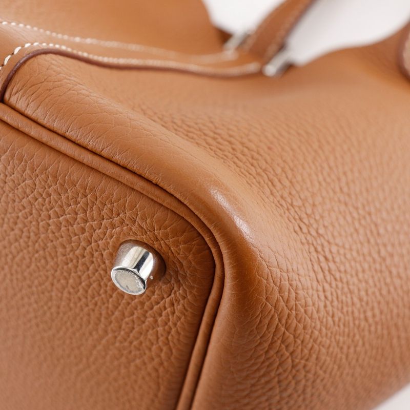 Hermes Picotin Lock 18 PM Taurillon Clemence Gold Brown/silver Hardware Z