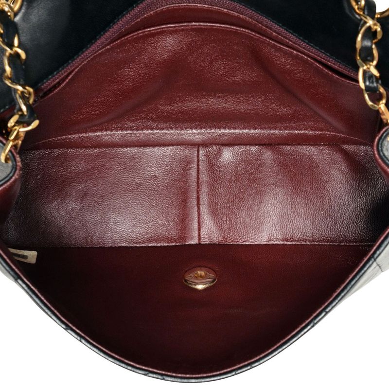 Chanel Matelasse Diana Chain Shoulder Bag Lambskin A01165 Black Gold Hardware 7