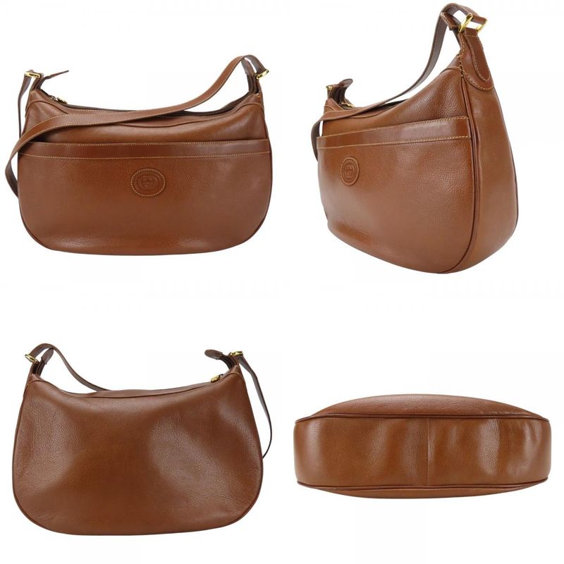 Gucci Shoulder Bag 001.104.0931 Leather Brown Gold Hardware Casual Large
