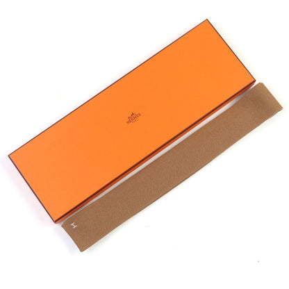 Hermes 100% Silk H Logo Embroidery Reversible Knit Tie Brown White With Box