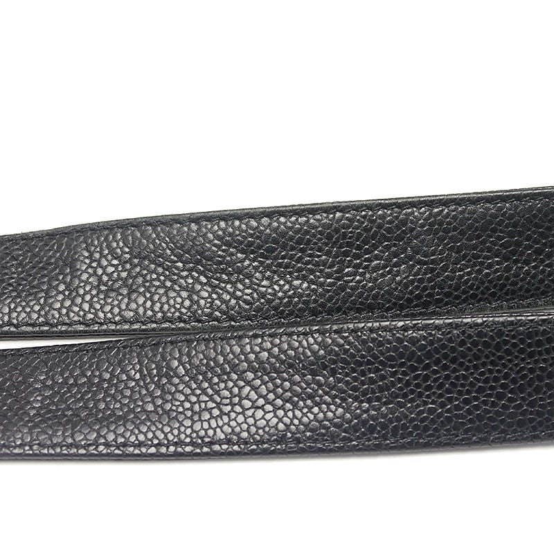 Chanel Chain Tote Bag Caviar Skin Black And Silver Hardware