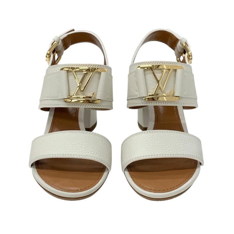 Louis Vuitton Horizon Line Sandals Shoes Leather White Gold Lvhardware Strap