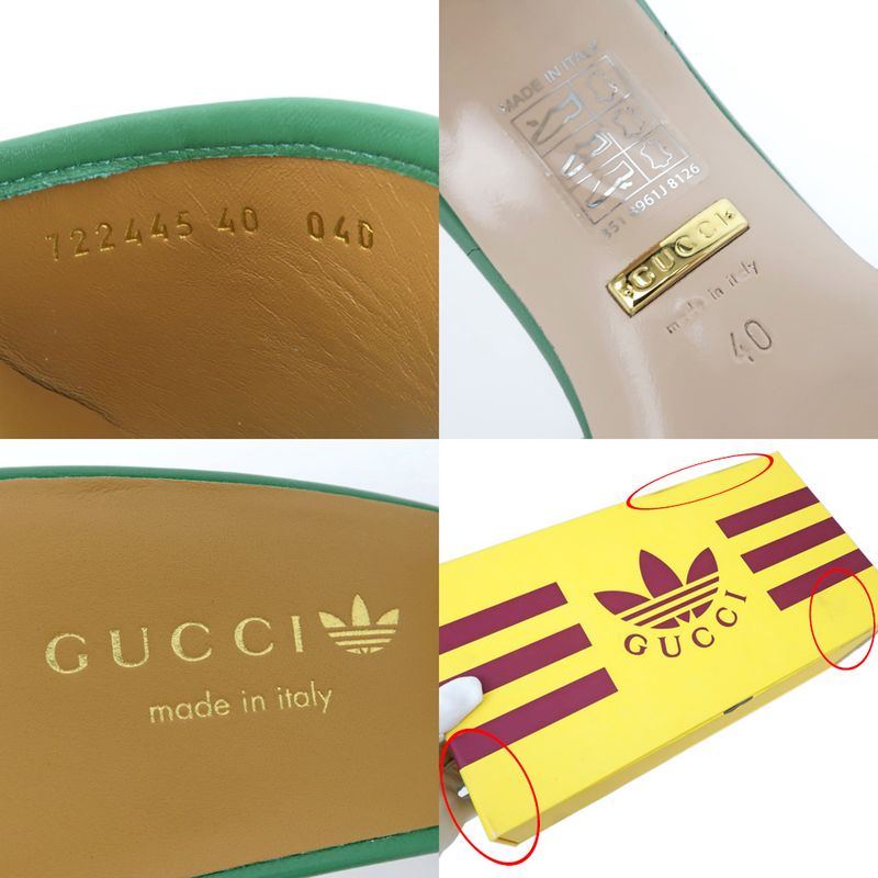 Gucci Adidas Collaboration Sandals Green 722445 Size 40 Mule Heel