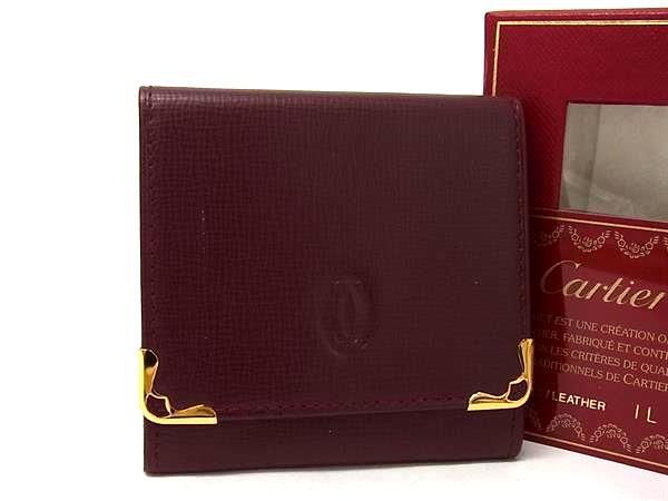 Cartier Must Line Leather Coin Case Coin Purse Ladies Men's Bordeaux