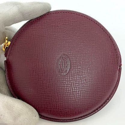 Cartier Coin Case Ec22892 Bordeaux Must Excellent Condition Coin Purse