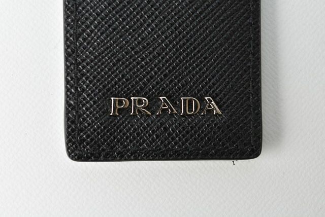 Prada Key Ring Key Holder Bag Charm Prada Logo Patchwork Caracter NERO M Never