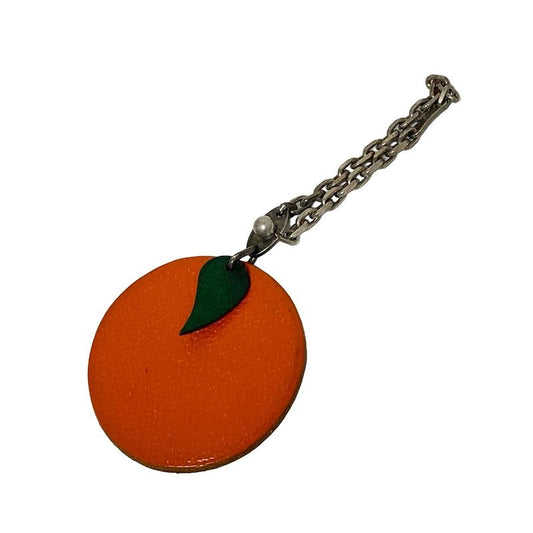 Hermes Key Holder (charm ) Fruit Key Holder Orange X Green X Silver Leather