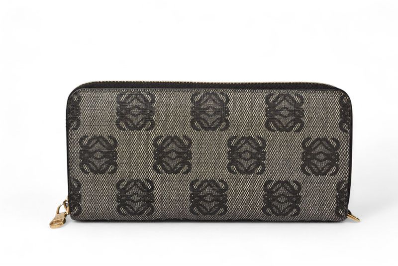 Loewe Wallet Loewe Long Wallet ZIP Around Anagram Gray Black