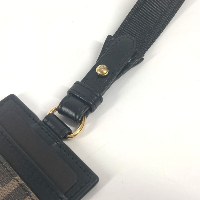 Fendi Card Case Logo Fendace Zucca PVC Brown