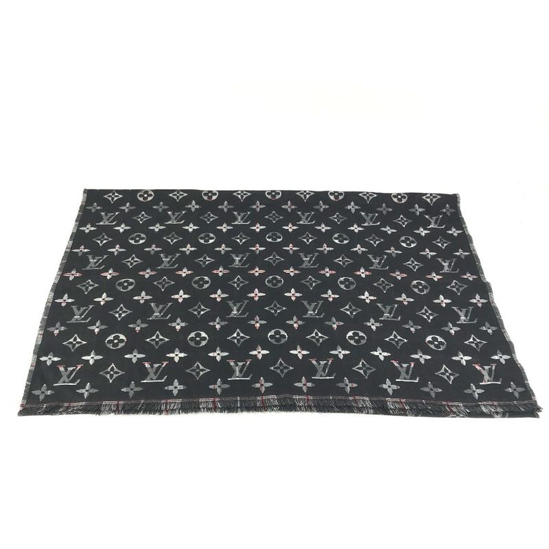 Louis Vuitton Shawl Etoile Check With Louis M76051 Wool Black