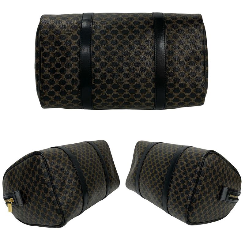 Celine Vintage Macadam Blason Triomphe Pattern Leather Handbag Mini Boston Bag