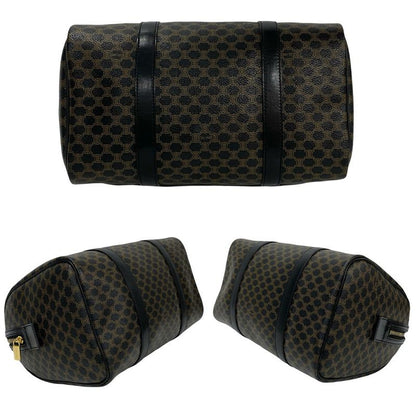 Celine Vintage Macadam Blason Triomphe Pattern Leather Handbag Mini Boston Bag