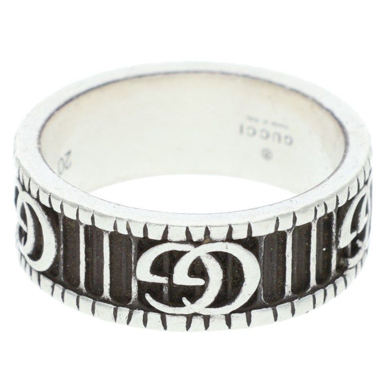 Gucci Silver Ring With Logo Motif Men's Size 19