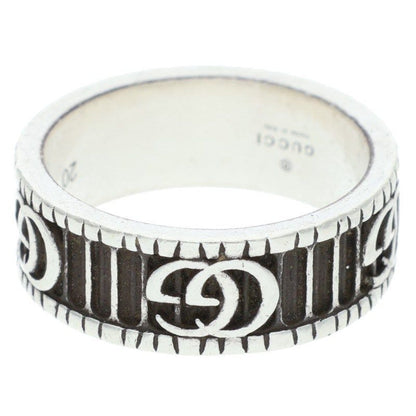 Gucci Silver Ring With Logo Motif Men's Size 19