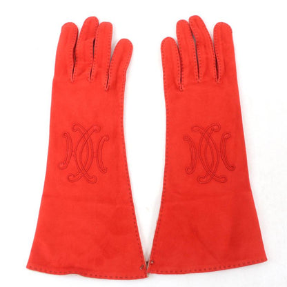 Hermes H Lift Suede Leather Gloves Fashion Accessories Orange 7 Made In France
