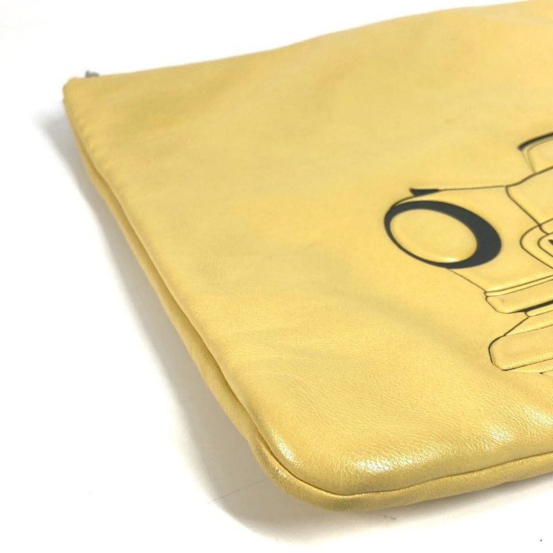 Chanel Clutch Bag Coco Havana Car Logo Leather Yellow