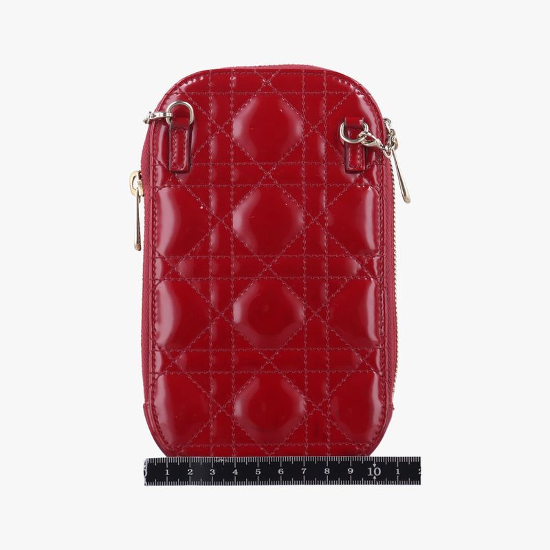 Christian Diorchristian Dior Lady Dior Cannage Phone Holder Red Patent 56-ma-026