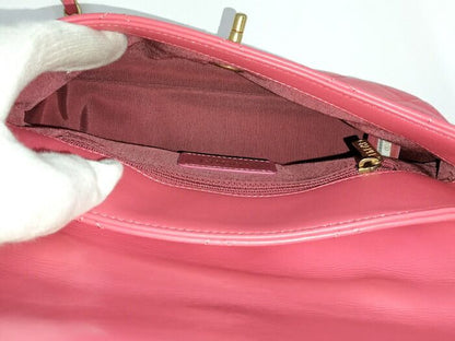 Chanel Top Handle Chain Shoulder Bag Leather Pink