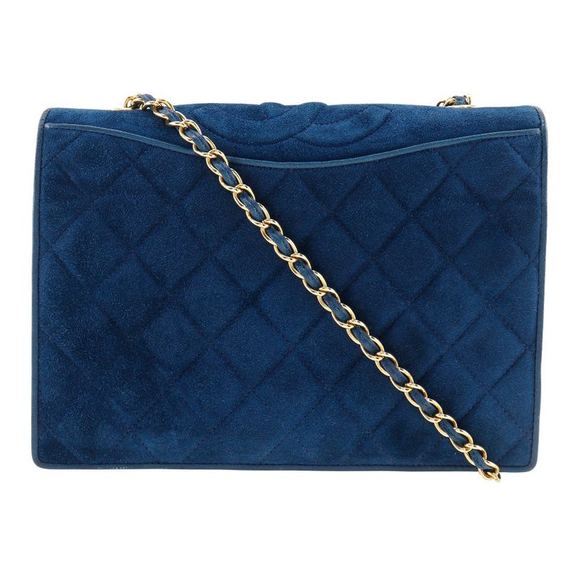 Chanel Chain Shoulder Matelasse Vintage Suede Blue Ladies Shoulder Bag