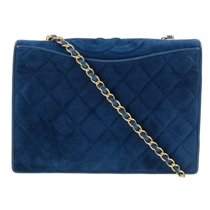 Chanel Chain Shoulder Matelasse Vintage Suede Blue Ladies Shoulder Bag