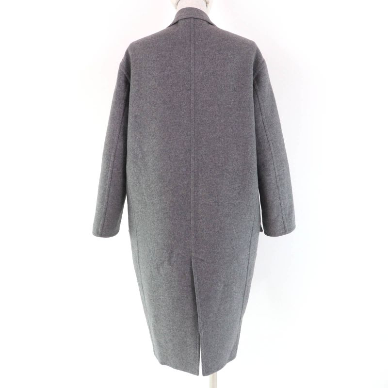 Celine 28h13/6700 100% Cashmere Egg Crombie Coat Front Open Coat Gray 34 Made