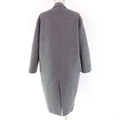 Celine 28h13/6700 100% Cashmere Egg Crombie Coat Front Open Coat Gray 34 Made