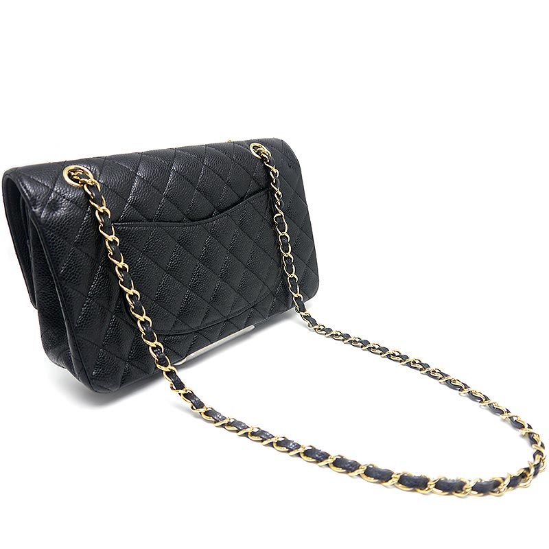 Chanel Matelasse 25 Chain Shoulder Bag W Flap Black