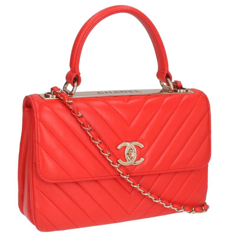 Chanel Trendy CC Top Handle Chevron Lambskin Chain Shoulder Bag Women
