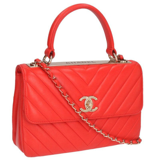 Chanel Trendy CC Top Handle Chevron Lambskin Chain Shoulder Bag Women