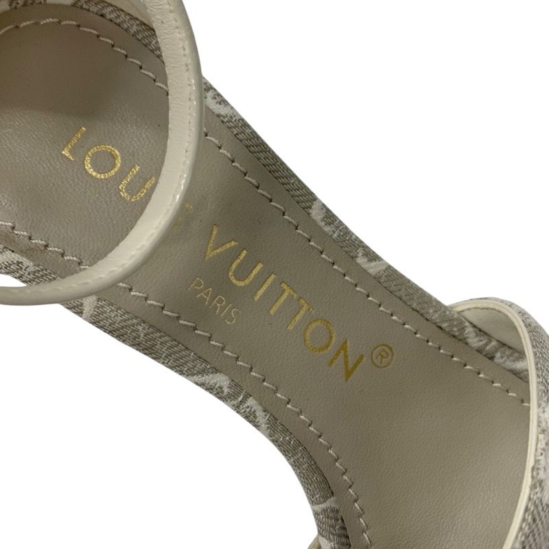 Louis Vuitton Silhouette Line Monogram Sandals Shoes Canvas Leather Light Gray