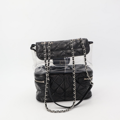 Chanel Matelasse Clear Backpack A57826 Clear Black Vinyl Leather Silver