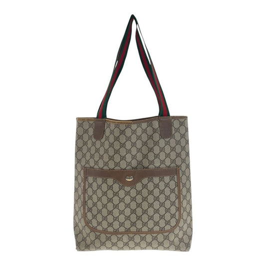 Gucci Old Gucci Sherry Line Beige Gold Hardware GG Plus/leather 3902003 Tote