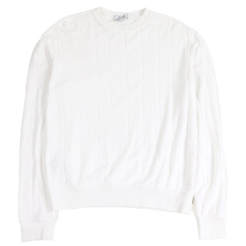 Hermes 19SS 100% Cotton Square Pattern Pile Long Sleeve Long Sleeve T-shirt