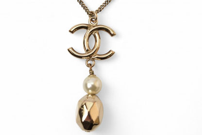 Chanel Necklace Pendant 2way Chanel Coco Mark CC Pearl Motif Gold 17P
