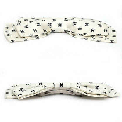 Chanel Valletta Aaa821 Ribbon White Logo COCO Silver-hardware Hair