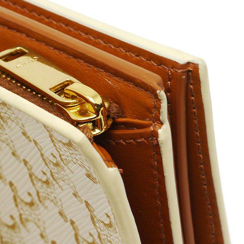 Celine Bifold Wallet Triomphe Canvas White Color With Box And Storage Bag