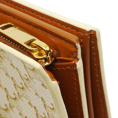 Celine Bifold Wallet Triomphe Canvas White Color With Box And Storage Bag
