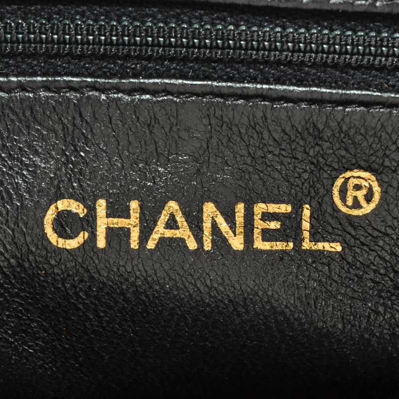 Chanel Coco Mark Chain Shoulder Bag Caviar Skin Black Gold Hardware