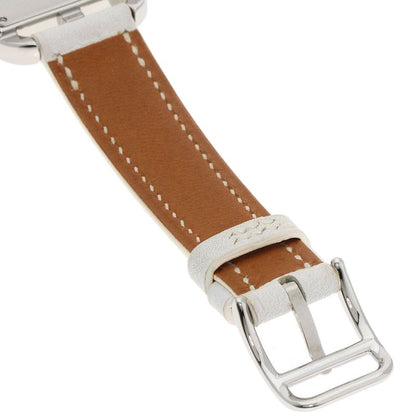 Hermes Ct1210 Cape Cod Tonneau Wristwatch SS Leather Ladies