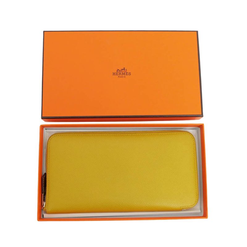 Hermes Azap Long Silk-in Joan Ambre D Engraved Epson Long Wallet