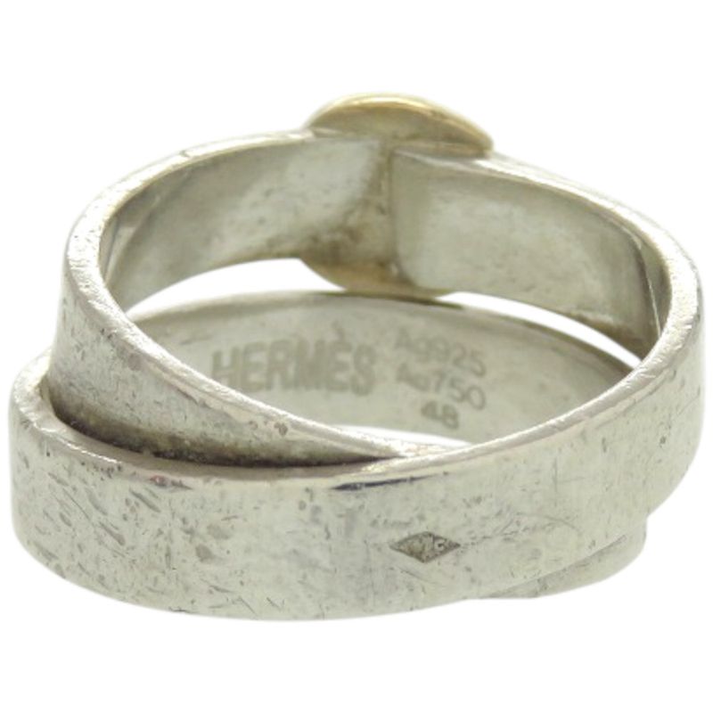 Hermes Double True #48 Size 8 Silver 925 18K Gold Silver Ring 0222 Hermes