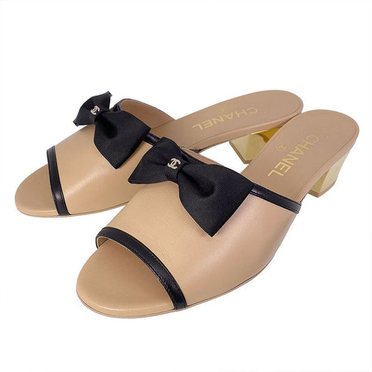 Chanel Coco Mark Ribbon Heel Sandals