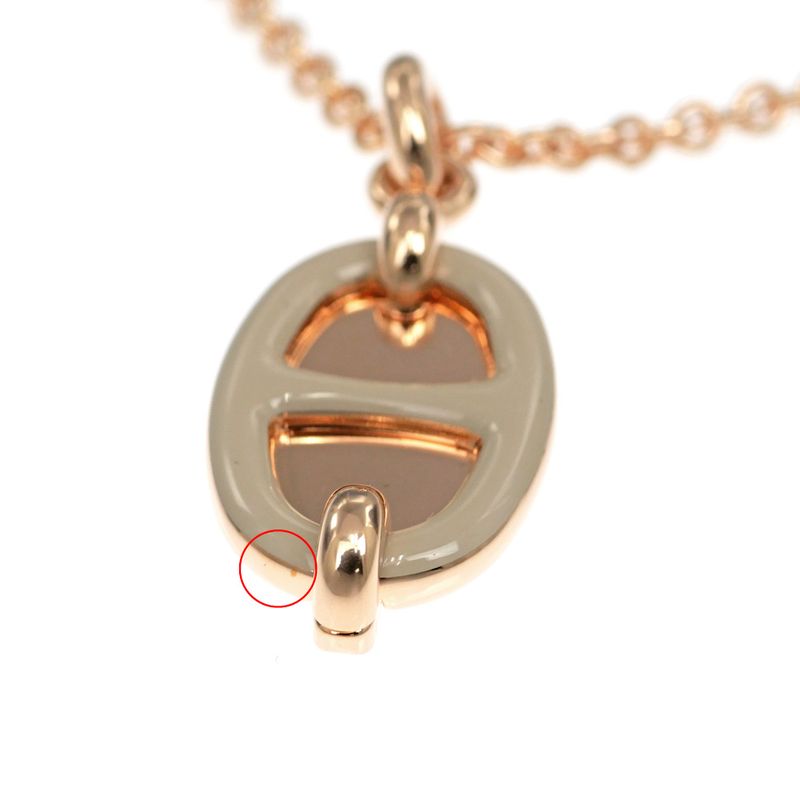 Hermes Necklace Mini Maillon PM Marron Glace Rghardware Chaine D'ancre