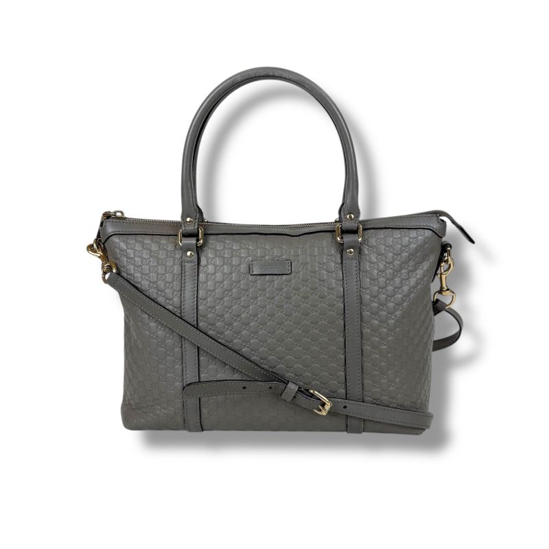 Gucci Micro Shimmer Leather Mini Tote Bag Shoulder Bag 2WAY Light Gray Leather