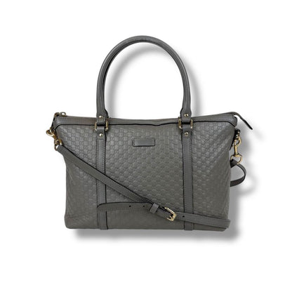 Gucci Micro Shimmer Leather Mini Tote Bag Shoulder Bag 2WAY Light Gray Leather
