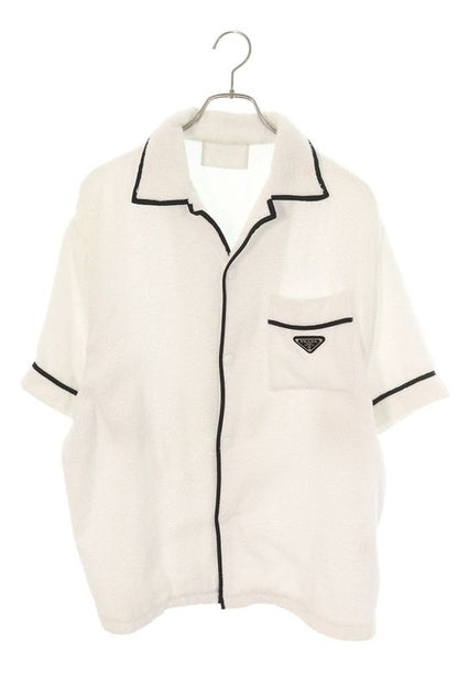 Prada Sc559 Logo Plate Cotton Terry Bow Ring Short Sleeve Shirt Men's M